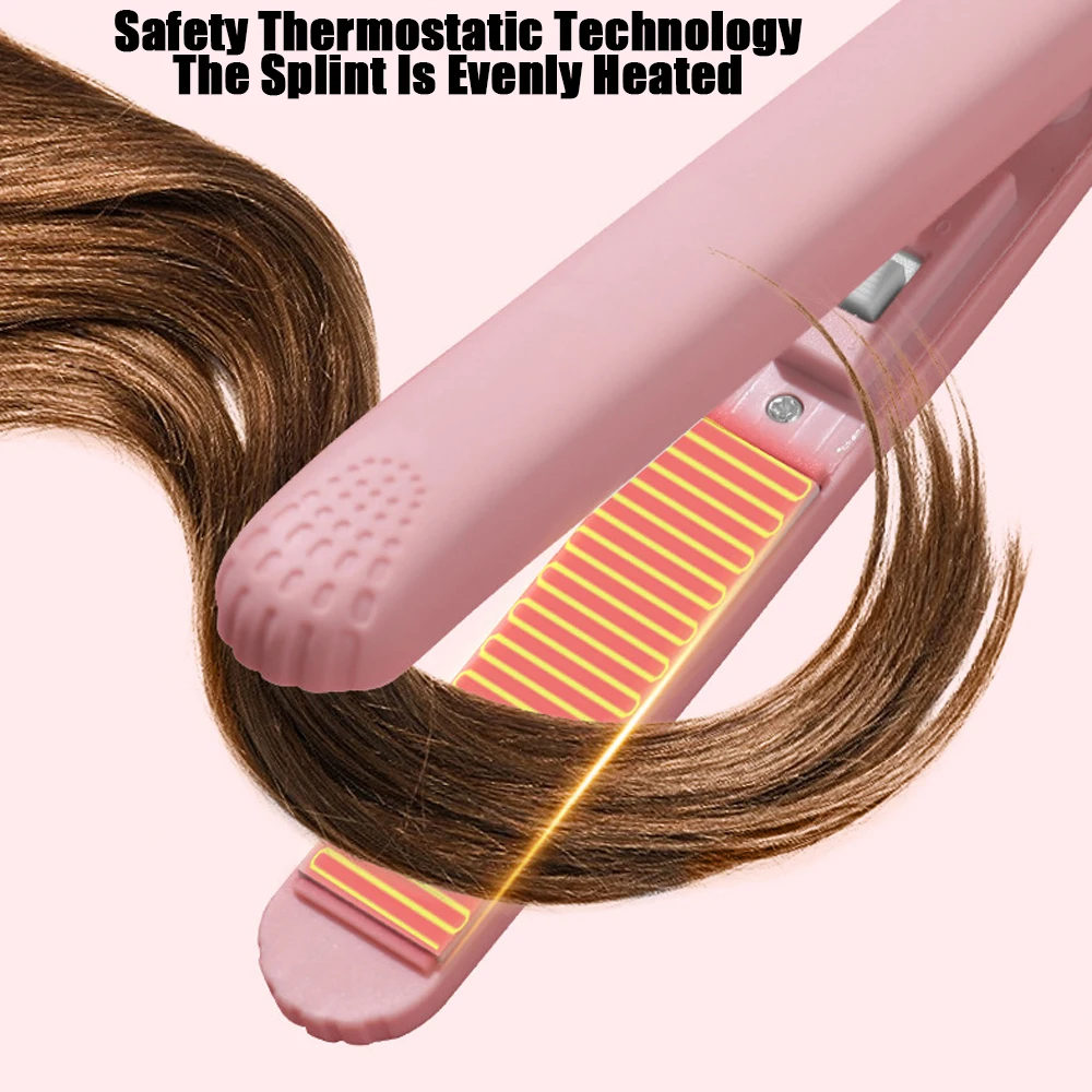 Pink Ceramic Flat Iron Hair Straightener For Smooth Finish Ceramic Floating Plates Quick Heat Up Pro Salon Curler Hair Wand 3