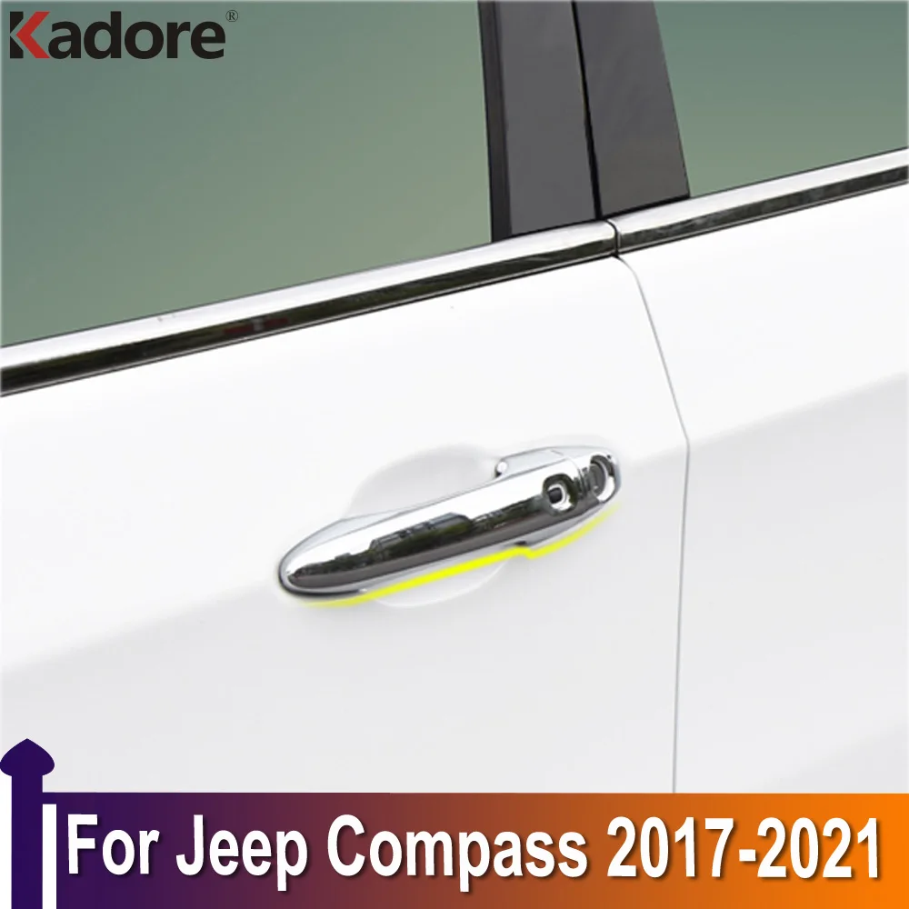 Fit For Jeep Compass 2017-2019 Chrome Exterior Door Handle Cover Trim Molding 