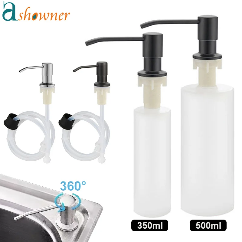 Kitchen Sink Liquid Soap Dispenser Pumps Stainless Steel Head Sink Hand
