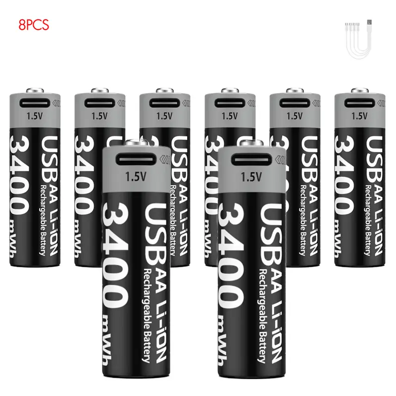 Kuugro Li-ion AAA and AA Rechargeable Batteries USB Lithium-ion 3400mWh 1.5V AA Rechargeable Batteries+1100mWh 1.5V AAA Battery - Image 12