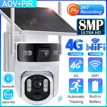 UBOX PRO 8MP AOV Solar Camera 7/24 Hours Recording Dual Screen WiFi Security Camera PTZ PIR Human Detection Auto Tracking CCTV 1