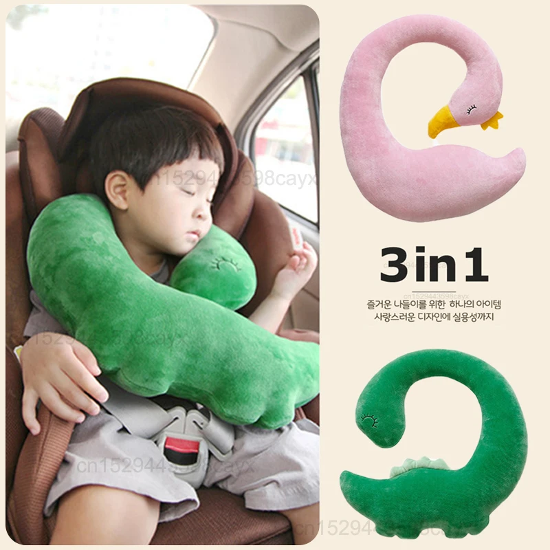 

40cm Swan Dinosaur Children's Car Sleep Headrest Car Bracket Nap Shoulder Strap Cushion Neck Cover Travel Interior Accessories