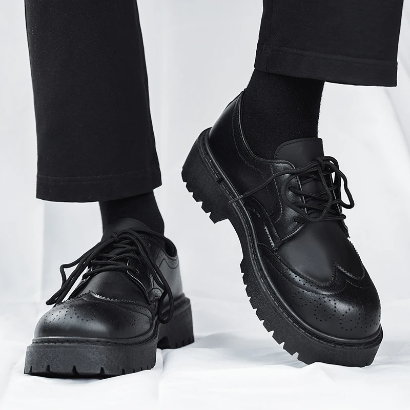 Classic Men Leather Shoes Oxford Platform Wedding Party Office Business Shoes Casual Formal STRONGSHEN