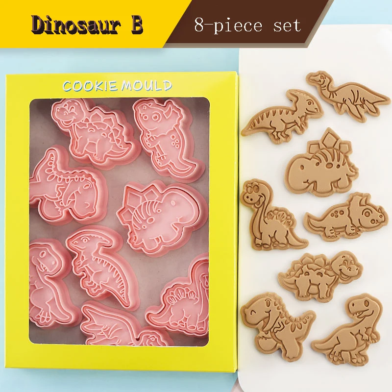 Dinosaur Shape Cookie Cutters Plastic 3D Cartoon Pressable Biscuit Mold Cookie Stamp Baking Pastry Bakeware Cake Decoration Tool cookie cutter baking mold cookie mould