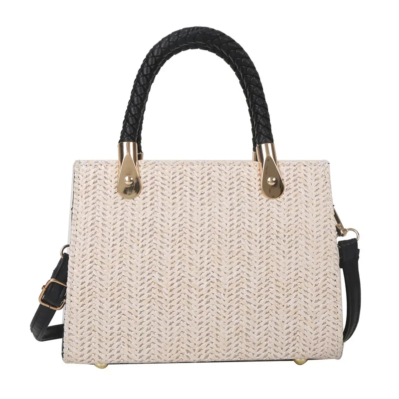 

Shoulder Bags Straw Woven NEW Trend Fashionable Casual Tote Solid Color Large Capacity All-match Shopping Square Satchel Bags