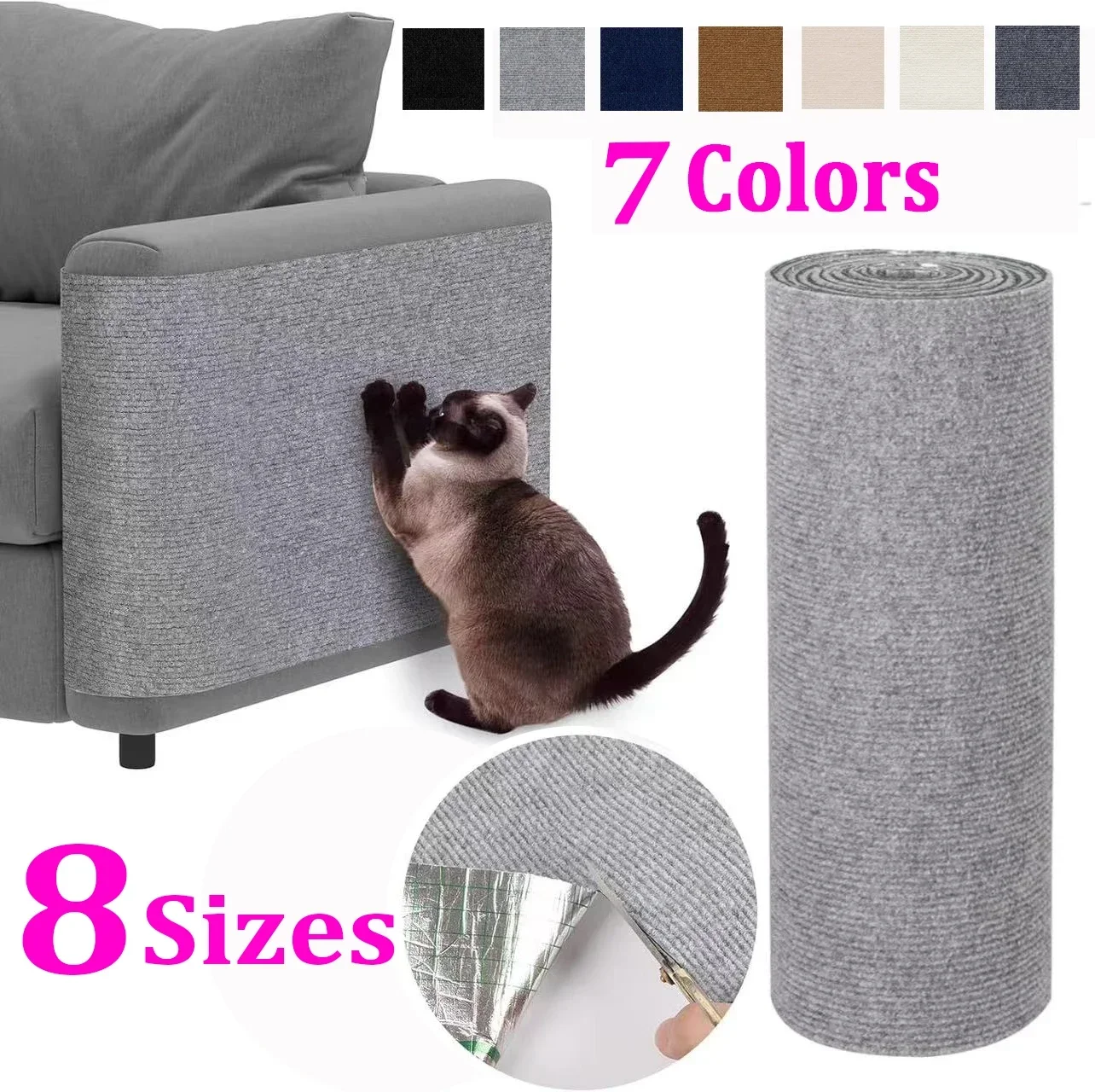Cat Scratch Mat Trimmable Anti Cat Scratch Mat Self-Adhesive Carpet Mat Pad Cat Pet Scratcher Furniture Couch Corner Indoor Sofa Wall Protector