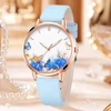 elegant Blue Five Piece Round Head Watch Quartz Watch Blue Love Alloy Accessory Set Women's Watch Accessory Set 2