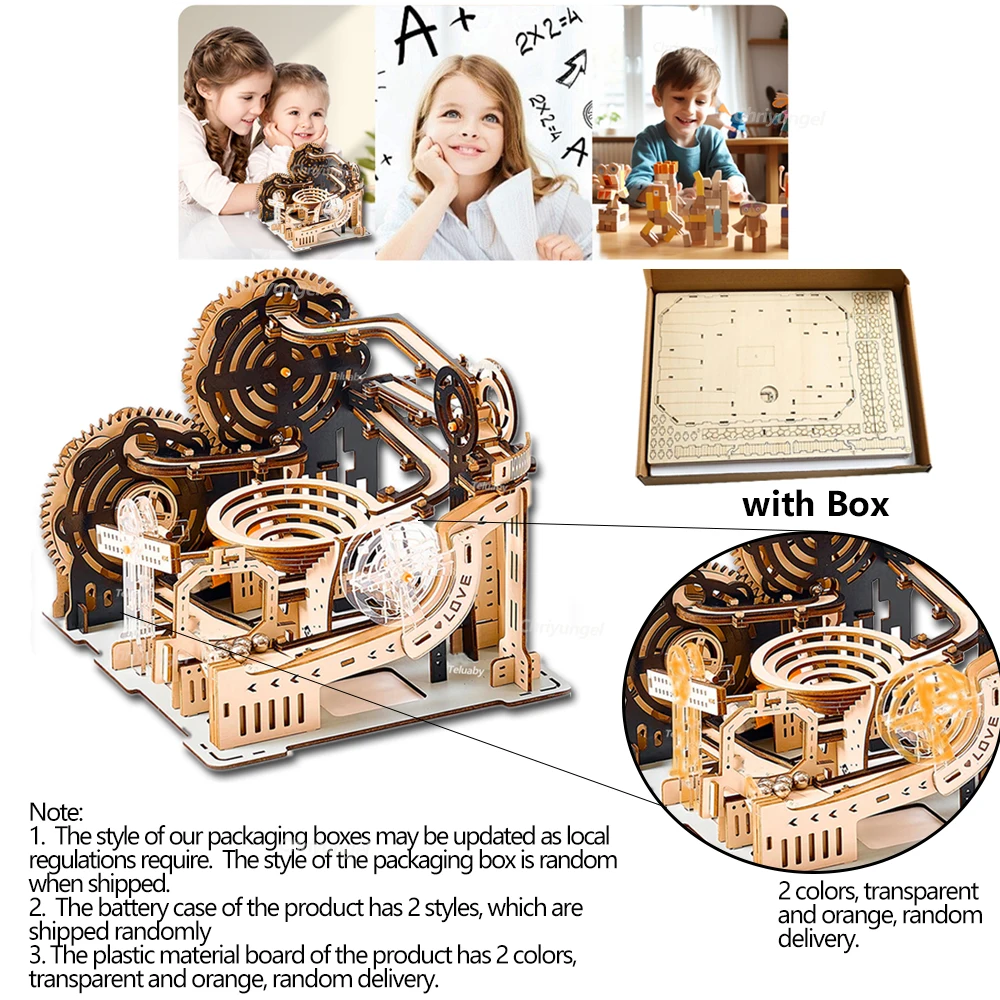 3D Wooden Puzzle Marble Run Set DIY Assemble Mechanical Model Building Kits STEAM Educational Toys for Adult Kids Birthday Gifts 4
