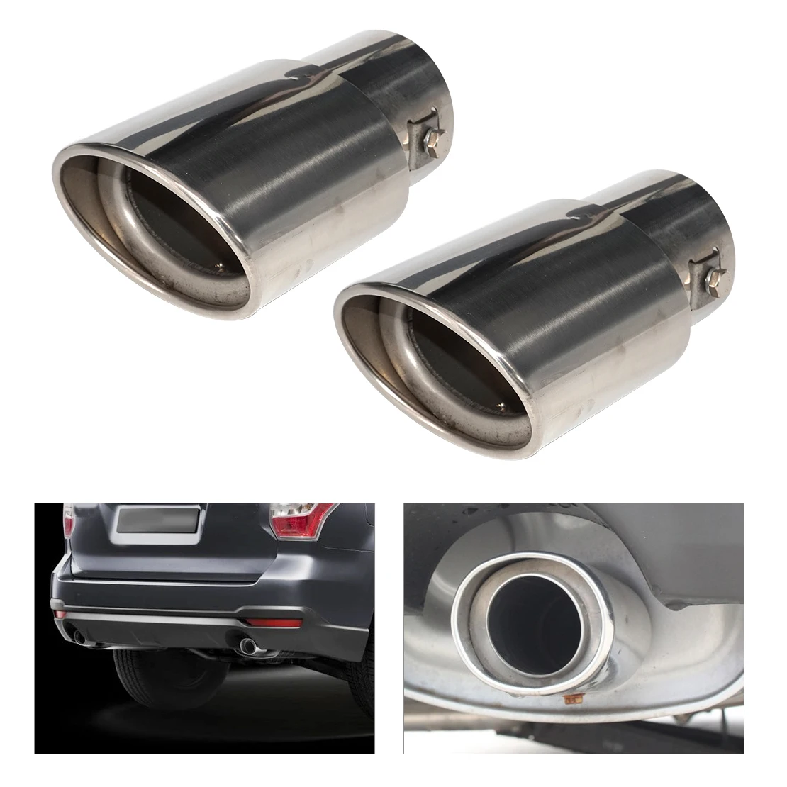 1PCS 2.75in Universal Chrome Car Exhaust Tail Muffler Tip Pipe Stainless Steel e