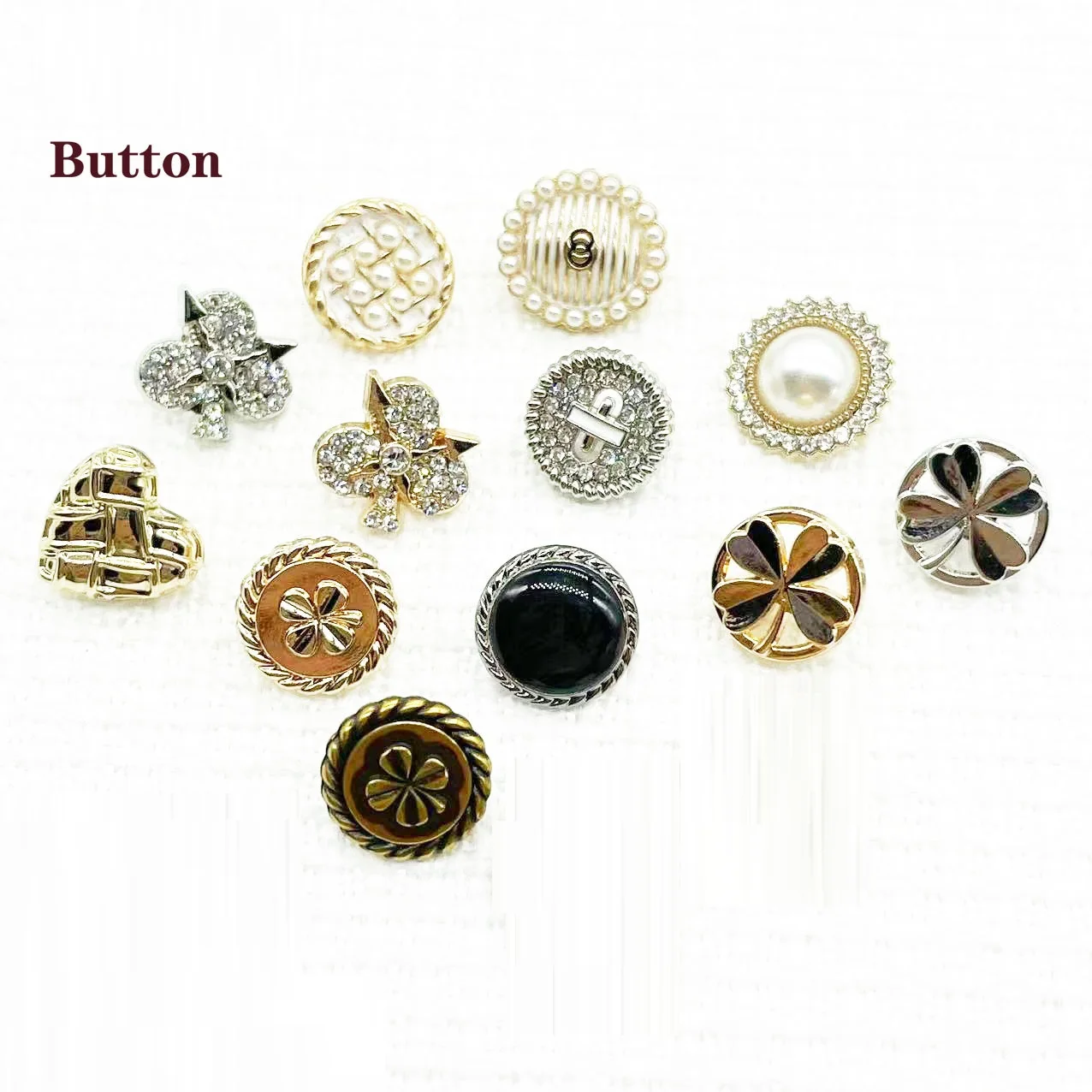 1.5cm Handmade Fabric Button Small (Set Of 12) 161
