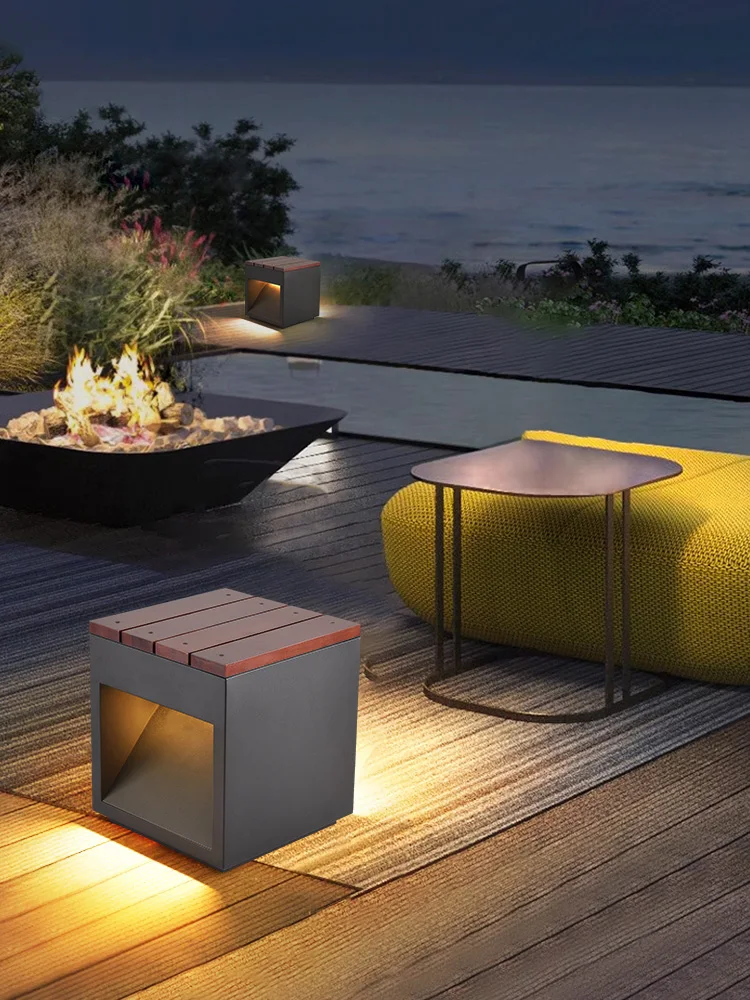 Courtyard Lawn Outdoor Waterproof Modern Minimalist Led Stainless Steel Villa Garden Stool Landscape Light 4