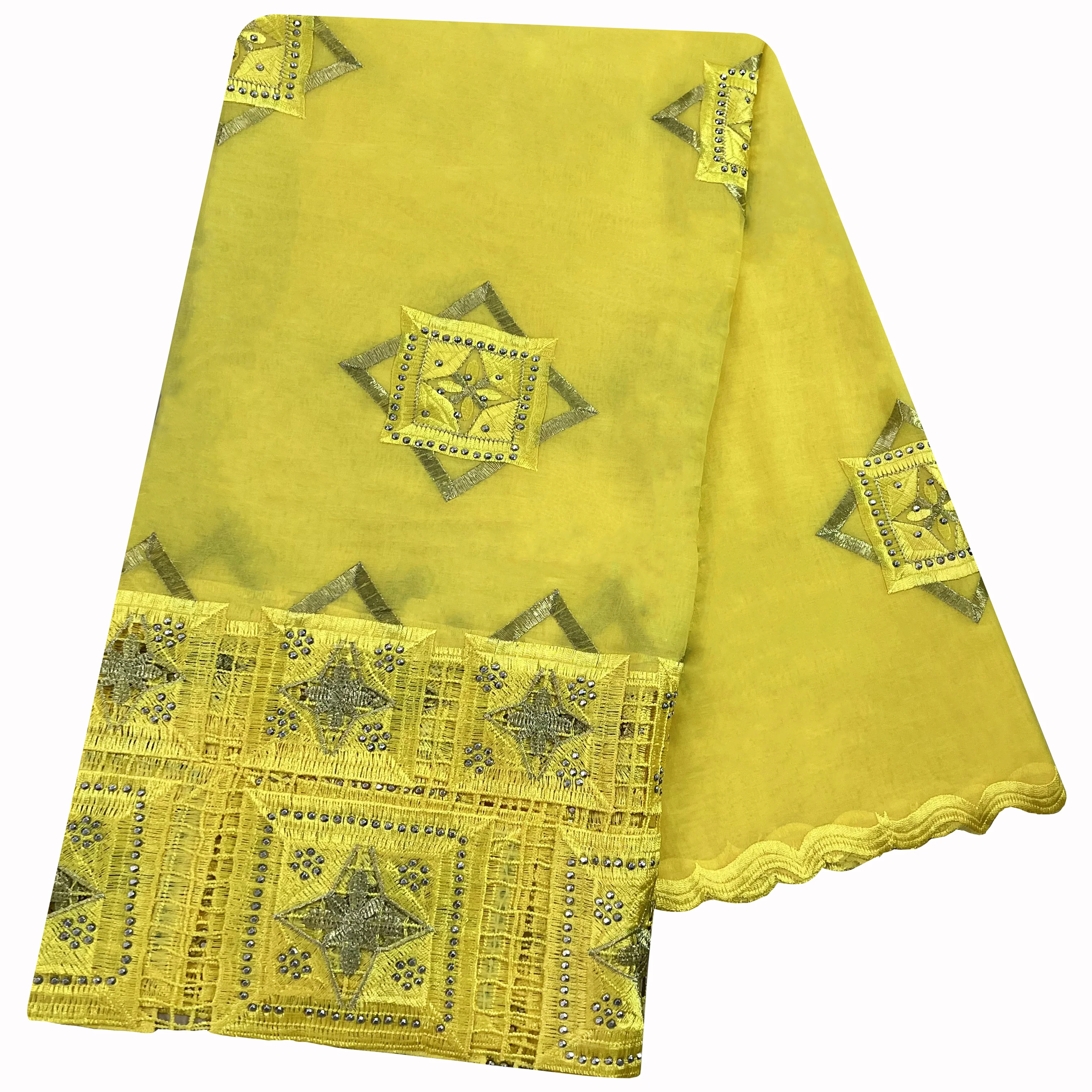 2024 뜨거운 판매 아프리카 여성 스카프 큰 원형 디자인 큰 Embrodiery 100% 코 튼 Grenadine 코 튼 스카프 Shawls Pashmina