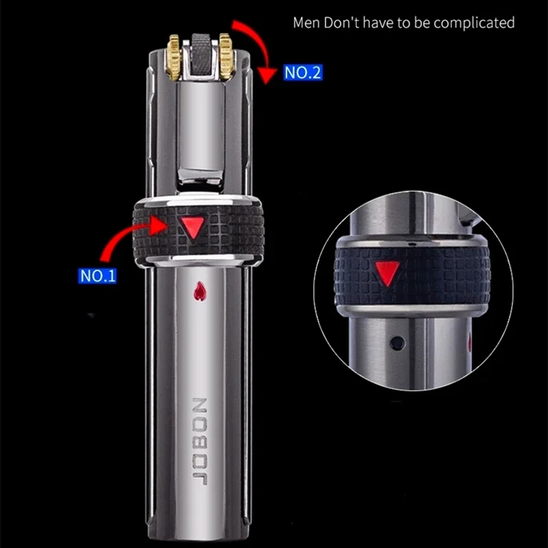 JOBON-Personalized Windproof Gas Lighter Triple Torch Refill Jet Flame Metal Spray Gun Kitchen Pipe Cigar Lighter Gadget