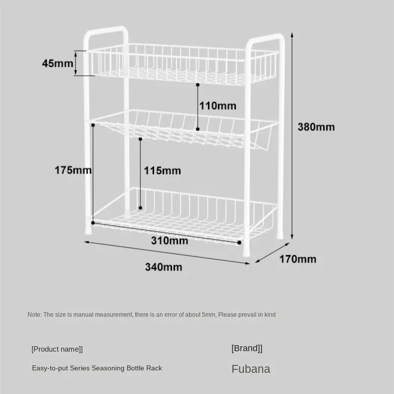 Carbon Steel Seasoning Storage Rack Kitchen Supplies Wall Countertop Seasoning Rack Bathroom Toilet Storage Modern Design
