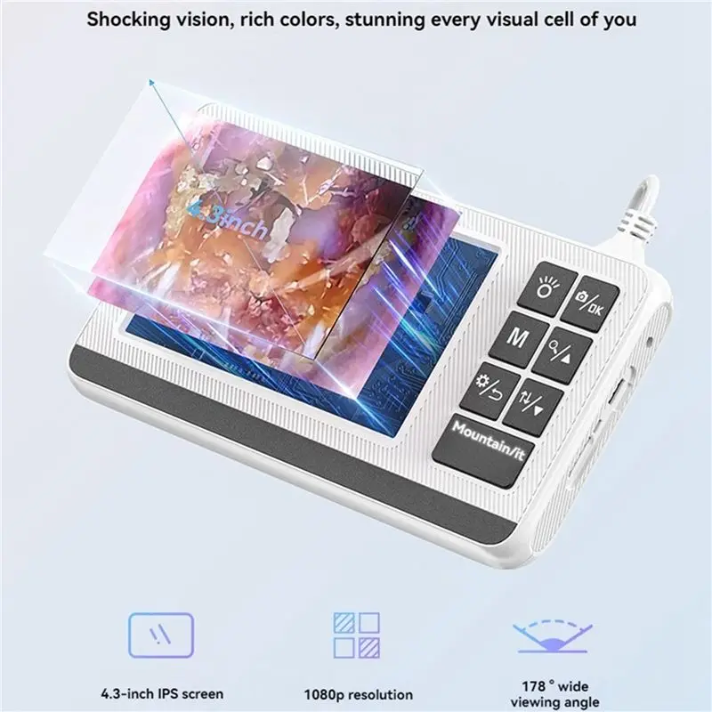 ABGI-2X Cucchiaio per orecchie digitale con luce visibile, fotocamera per orecchie otoscopio, detergente per orecchie intelligente - immagine 3