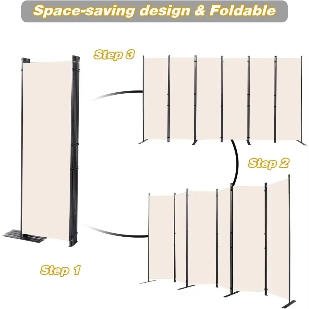 Room Divider 6 Panel Folding Privacy Screens With Wider Support Feet Partition Separator Home Decor Garden Room Divider Screen