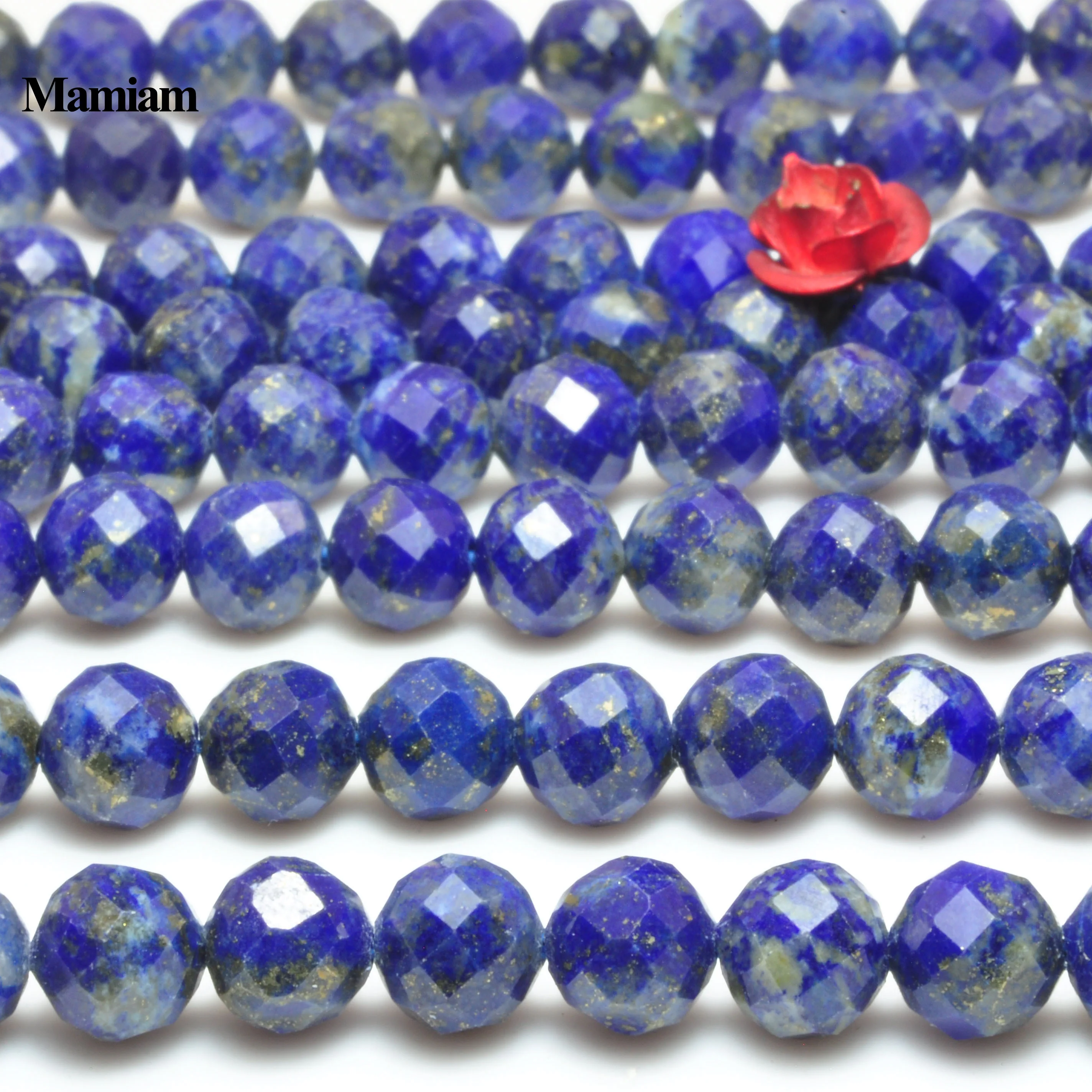 Mamiam Natural Lapis Lazuli Faceted Round Beads 5mm 6mm Smooth Loose Stone Diy Bracelet Necklace Jewelry Making Gemstone Design