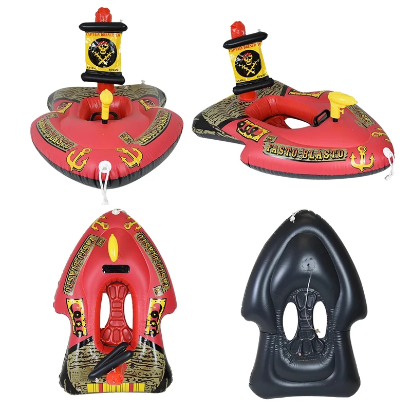 Pool Float for Kids with Built in Water Gun Inflatable Pirate Boat Ride on Pool Rafts for Toddler Pirate Ship Pool Floats