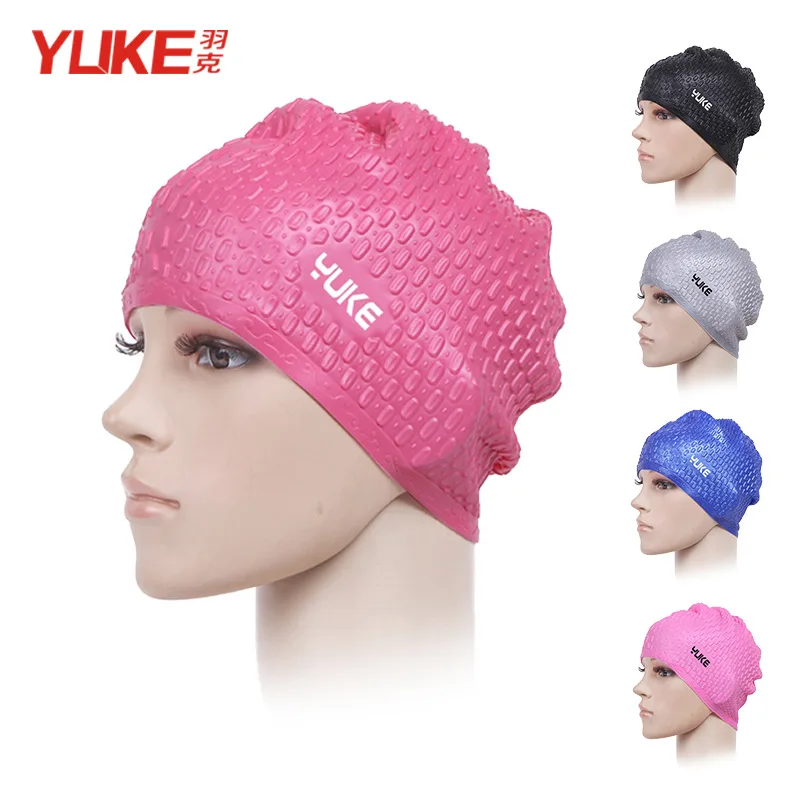 New Silicone Swimming Cap Unisex Flexible Waterproof Adult Waterdrop Swimming Head Cover Protect Ear Pool Bath Cap Badmuts 2
