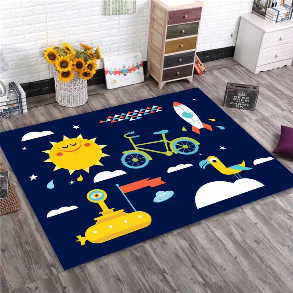 

Dinosaur Cartoon Soccer Rocket Living Room Area Rug Kids Bedroom Carpet Bedside Rug Boys Play Dino Kitchen Mat Entrance Doormat