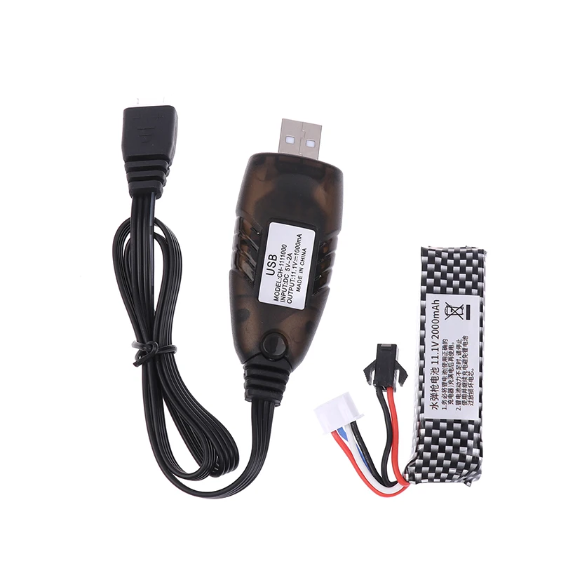 Blaster Battery 1PC 11.1V 2000mAh Gel Water Bead Batteries For Splatter Ball Mini Connector To SM Plug Charger Cable