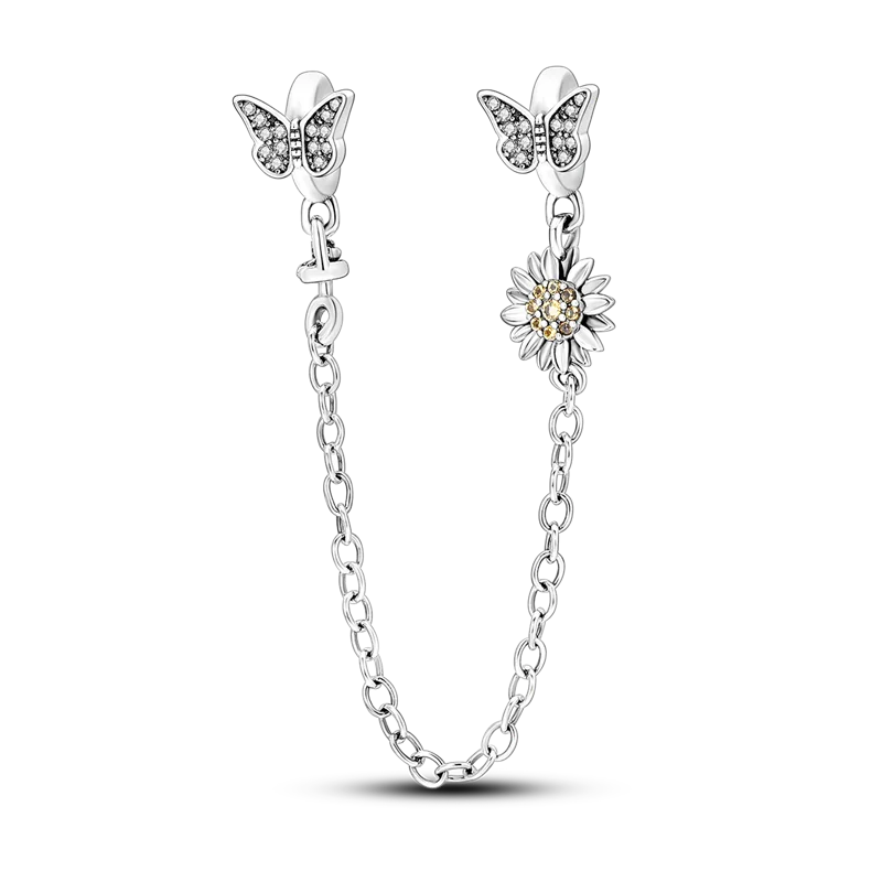 925 Sterling Silver Golden Sunflowers Heart beads pendant Charms Beads Fit 4MM hole diameter Bracelets Luxury Party DIY Jewelry 6