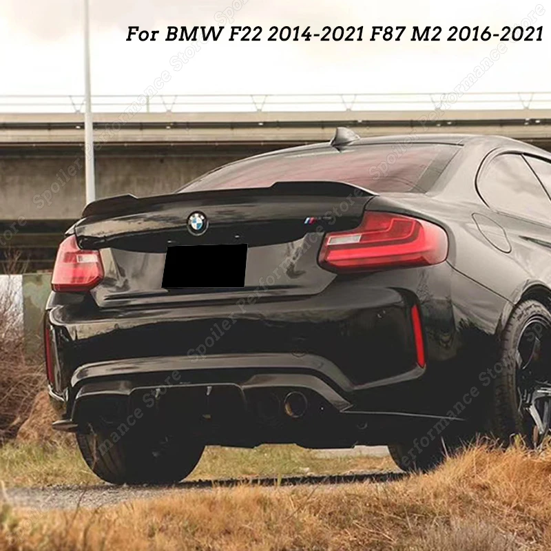 Per Bmw F22 2014-2021 F87 M2 2016-2021 Nero Lucido Cs Style Car Rear Trunk Coperchio Tetto Spoiler Wing Body Kit Accessori