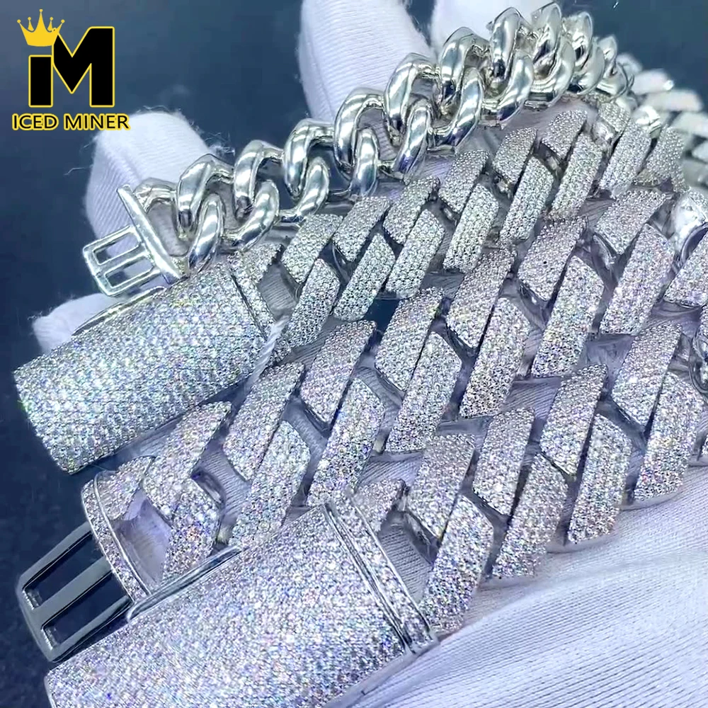

20mm Iced Out Cuban Chain Necklaces For Men Women 4 Rows Brass Bling Zircon Goth Hip Hop Jewelry Free Shipping