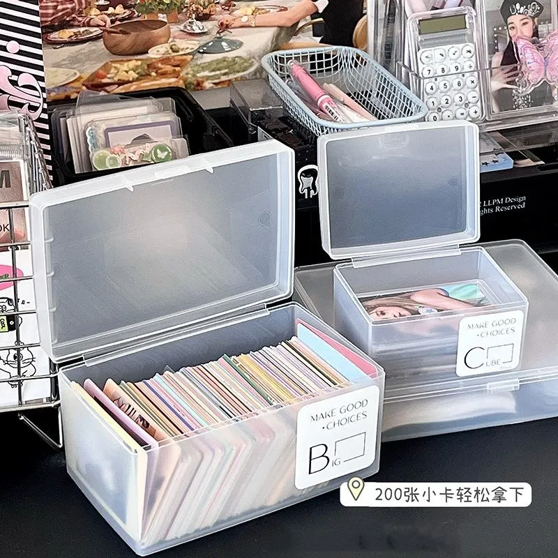 Transparent Idol Photo Storage Case Plastic Box Kpop Small Card Collection Box Photocard Storage Box Stationery Supplies colorful ribbon holographic laser stickers diy scraping kawaii decorative materials idol card album deco stickers art supplies