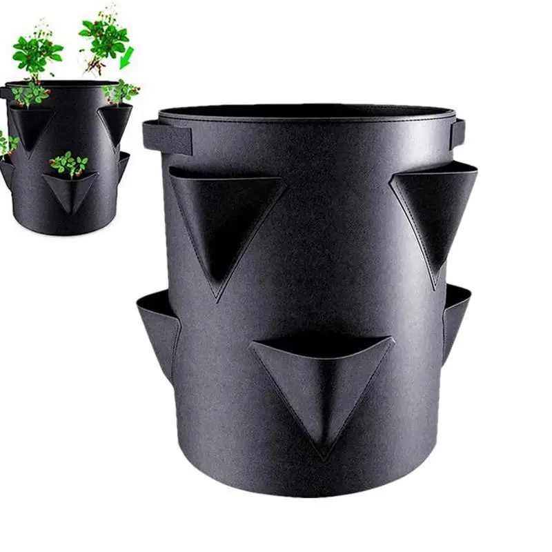 

Strawberry Planters Outdoor Planting Pots With 6 Side Grow Pockets Breathable 7 Gallon Portable For Courtyard Balcony Outdoor