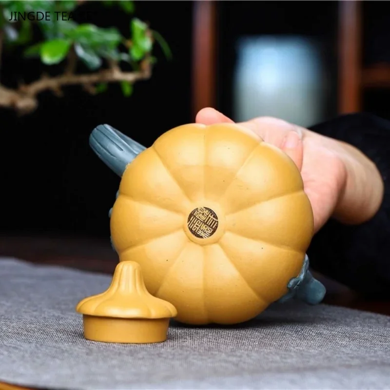 1PCS 180cc Yixing raw ore section mud purple clay teapot household single small capacity tea pumpkin teapot