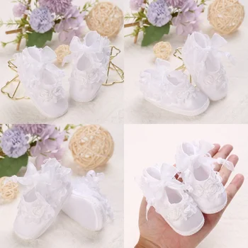 White Newborn  Boy And Girl's First Pair Of Dipping Shoes Soft Soled Walking Shoes Cute Cartoon Bow Multiple Styles -9CM/10CM