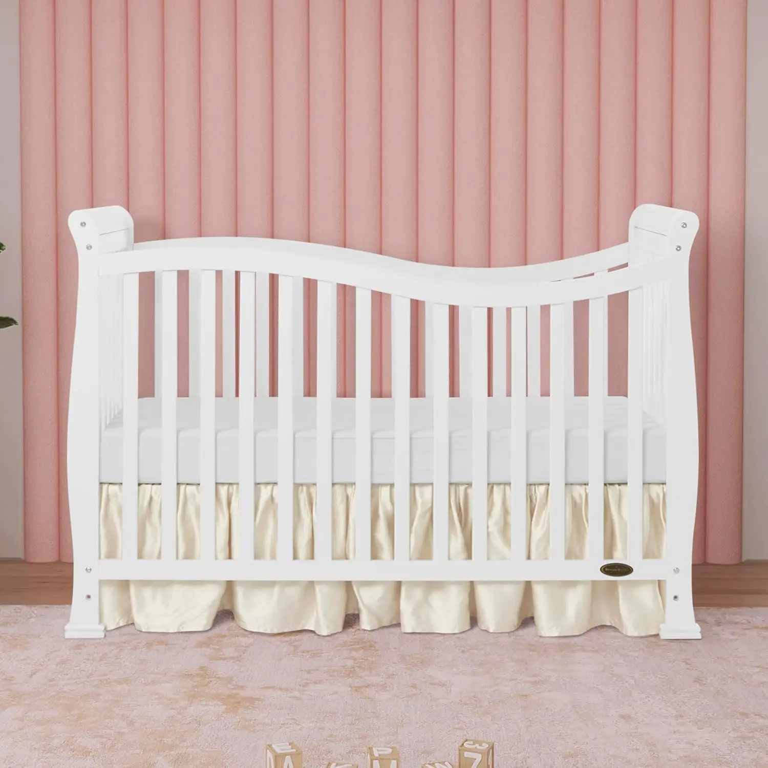 Violet 7-In-1 Convertible Life Style Crib In White, Greenguard Gold Certified, 4 Mattress Height Settings, Made Of Sustainable