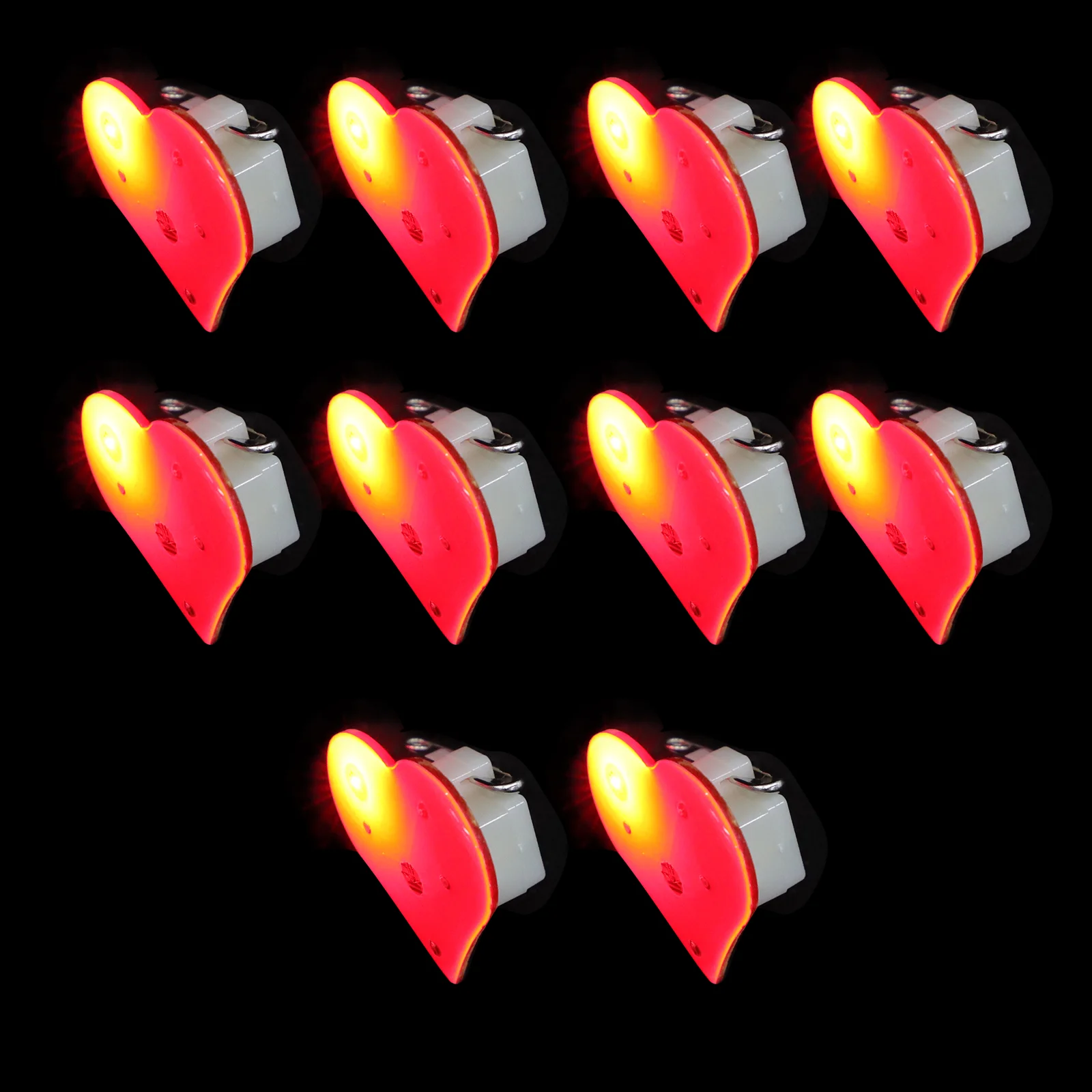 

10 Pcs Heart Glow Brooch Love Breastpin Decor Wedding Clothing Red Plastic Brooches Luminous
