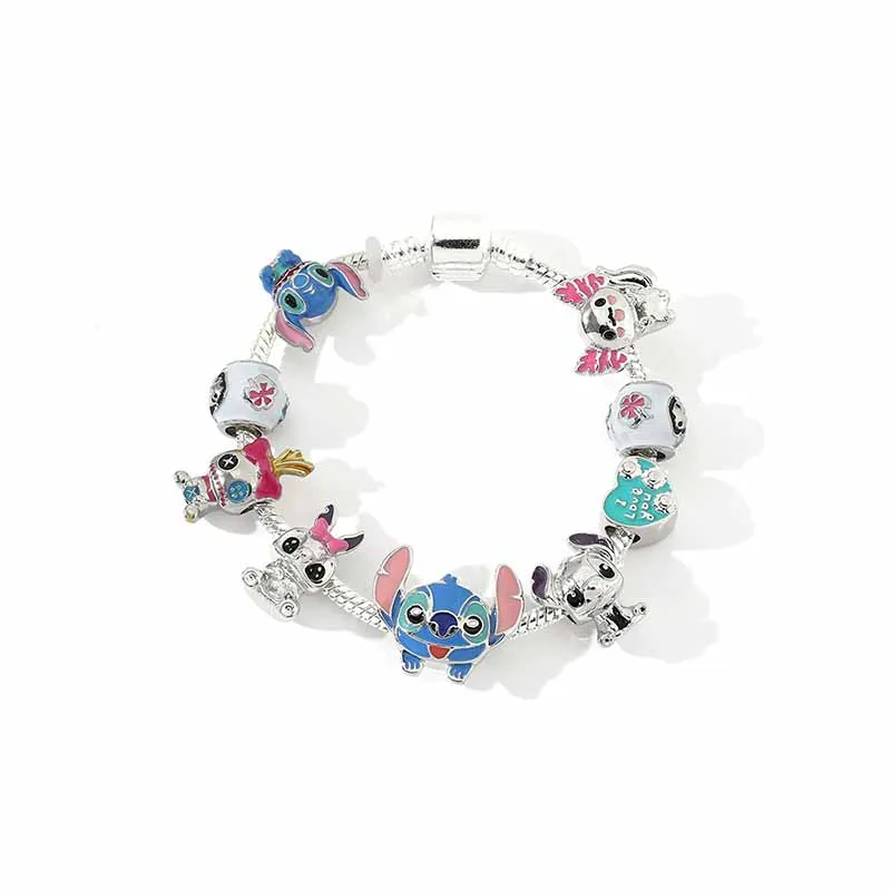 

Disney Stitch Charm Bracelet Cartoon Anime Figures DIY Jewelry Pendant Beads Bangle Accessories for Girl Children Christmas Gift