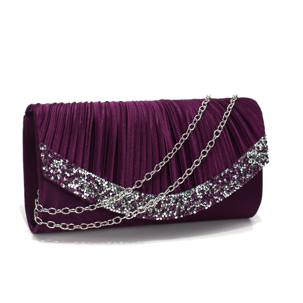 Satin Evening Handbags with Rhinestones for Women