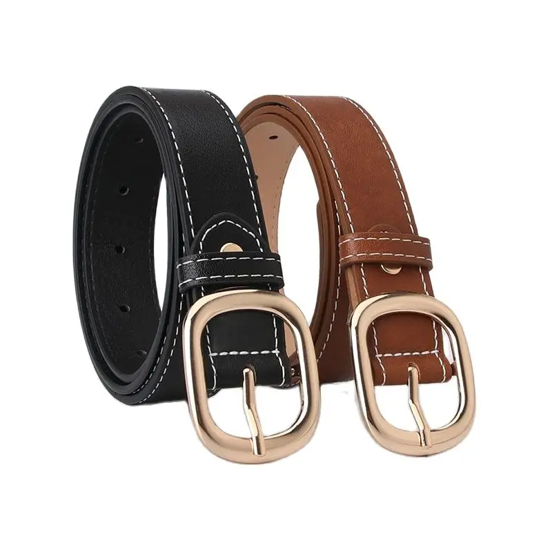 

New PU Leather Women's Belt Fashion Summer Versatile Casual Belt Jeans Quality Buckle Girls Korean Fashion Designer Black Strap