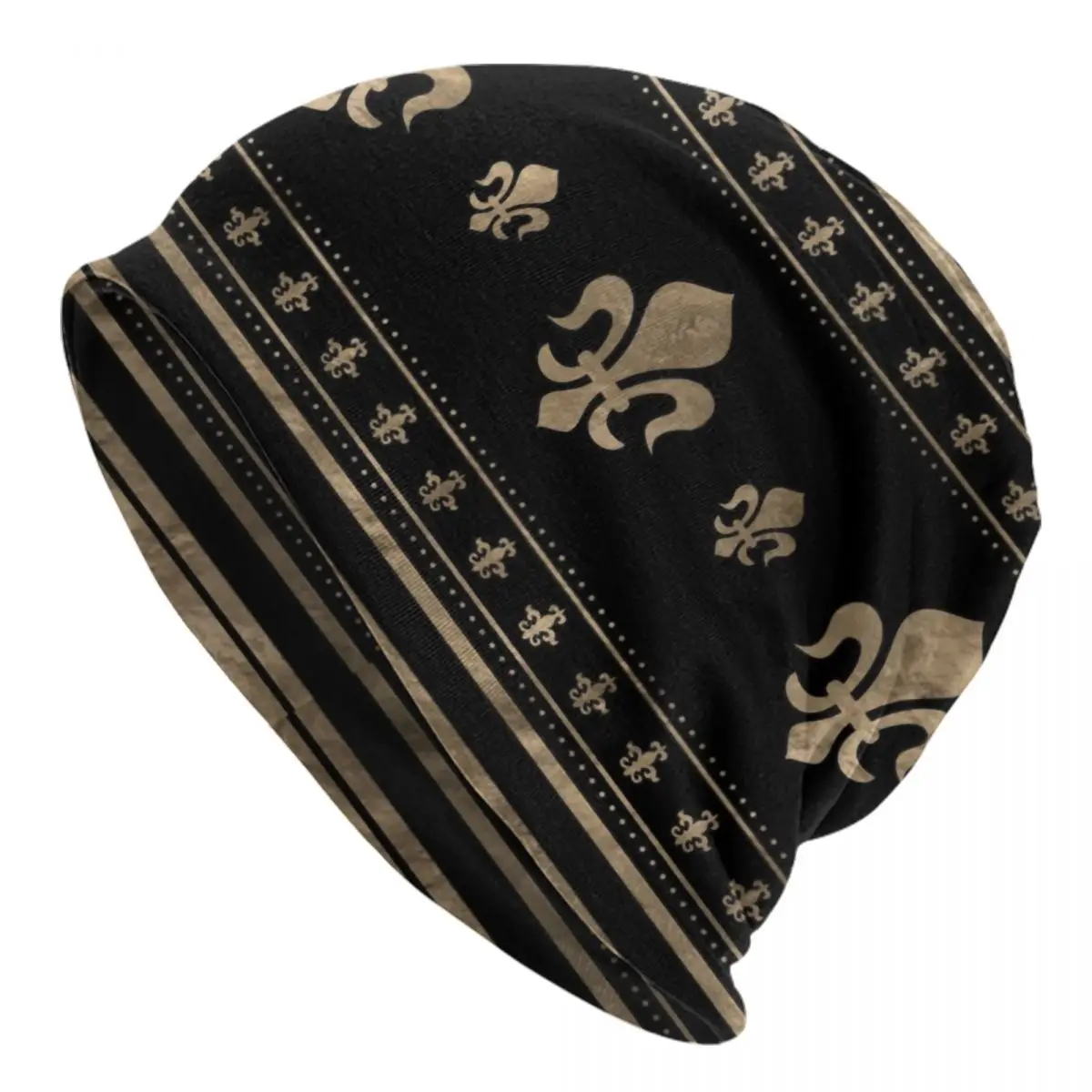 

Fleur-de-lis Luxury Ornament Skullies Beanies Caps Winter Warm Knit Hat Street Fleur de Lis Lily Flower Bonnet Hats Ski Cap