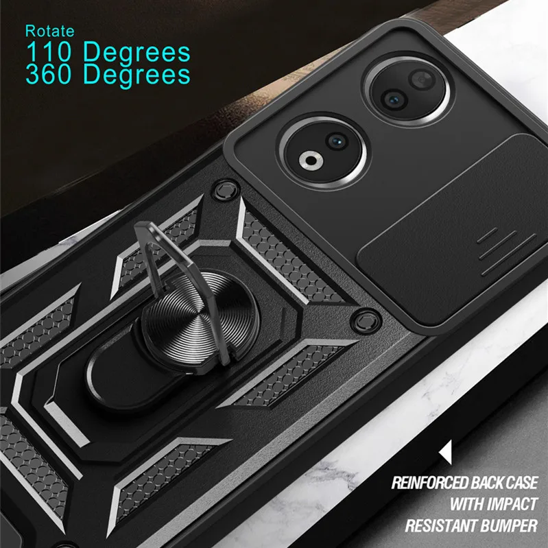Enhanced Shockproof Case with Ring Holder and Lens Protection - Durable Armor Design