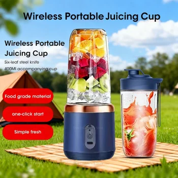 40W Portable Blender Cup with Sharp Blades 1500mAh Battery Double Cups Juicer for Smoothie Juice Shakes Travel Picnic Home Use 1