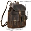 Luufan Genuine Leather Backpack Men Vintage Crazy Horse Leather Bucket Daypack Large Capacity Male Travel Backpack School Bags 3