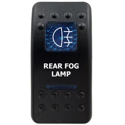 Marine Grade Waterproof Rocker Switch with Blue LED Light Bar, 12V, ON/OFF Options (REAR FOG LAMP)