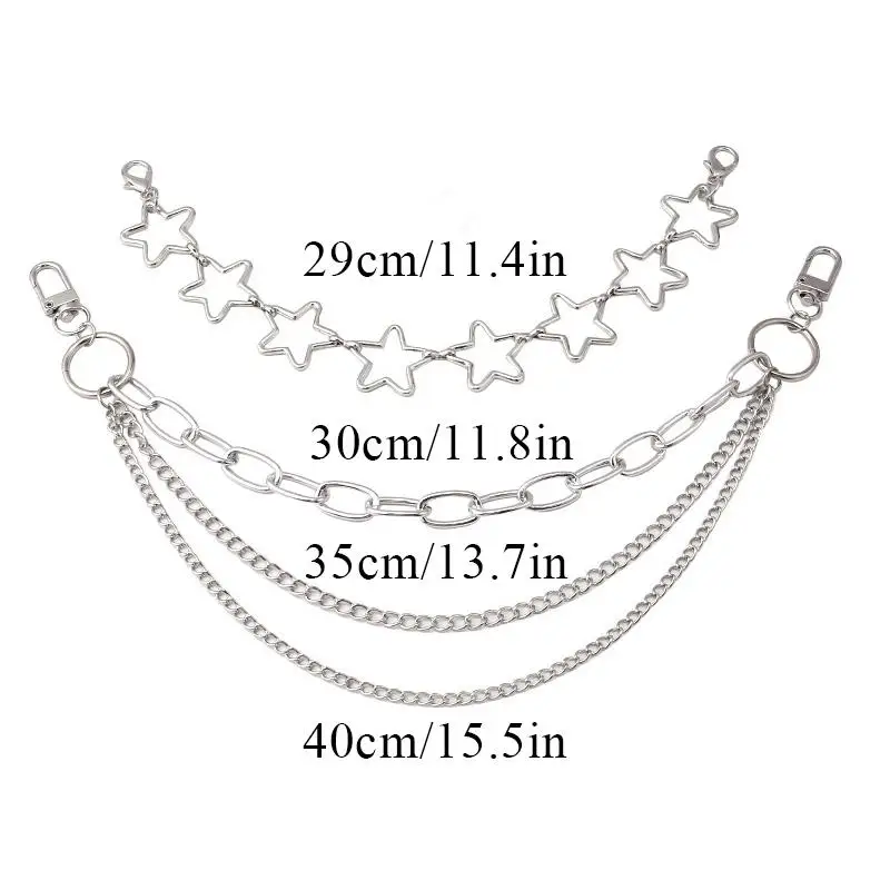 Multi-layer Metal Bag Chain DIY Handles Heart Star Pendant Shoulder Bag Chain DIY Jewelry Accessory With Lobster Buckle Pendant