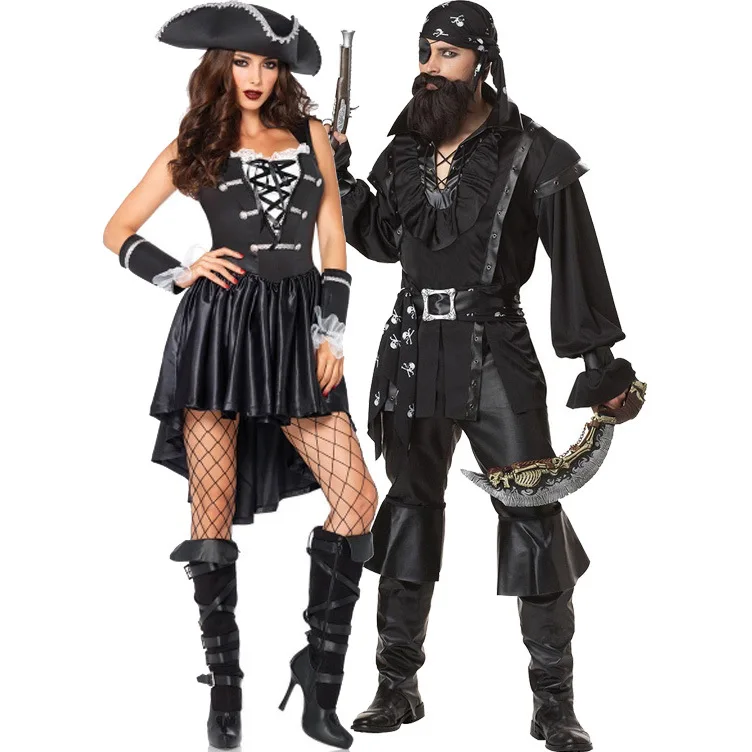 Captain Pirate Costumes for Women Men Carnival Halloween Caribbean
