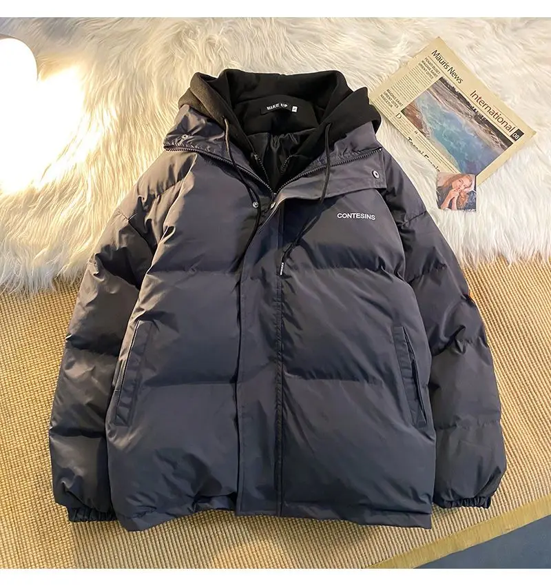 Winter leisure cotton clothes women Y2K multi-functional fake two pocket zipper down jacket thick coat Korean version winter new