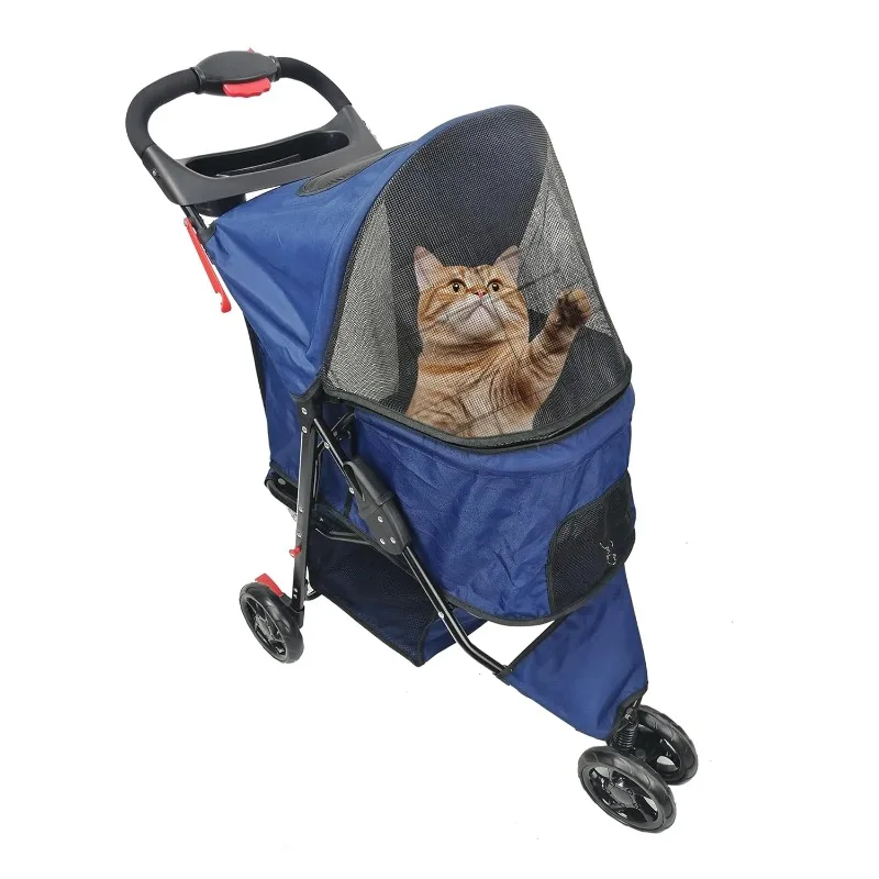Pet Stroller for Convenience and Mobility Effortless Cat and Dog Pet Carrier Storage Compartment & Foldable