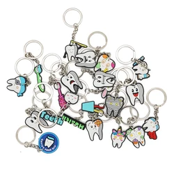 10pcs Tooth Shape Model Keychain PVC Keyring Cartoon Lovely Girls Kids Gift Pendant Teeth Key Chain