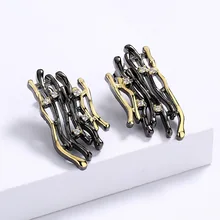  Fashion Jewelry Women 925 Silver Stud Earrings Two Tone Gold Irregular Cocktail Party Earring Vintage Jewelry 