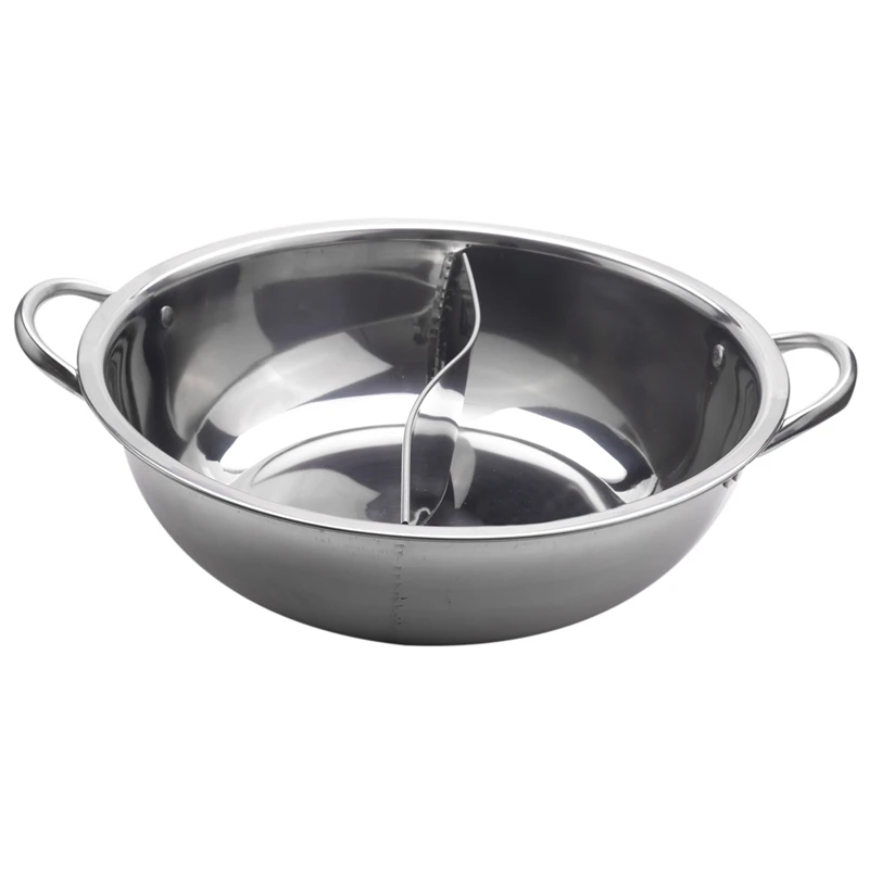 28Cm Hot Pot Twin Divided Stainless Steel Cookware Compatible Soup Stock Pots Home Kitchen