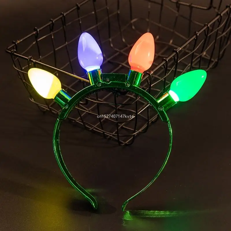 Christmas Light Up Bulb Headband 1 Pack Led Glow Christmas Headbands for Kids Adults Xmas Accessories New Year